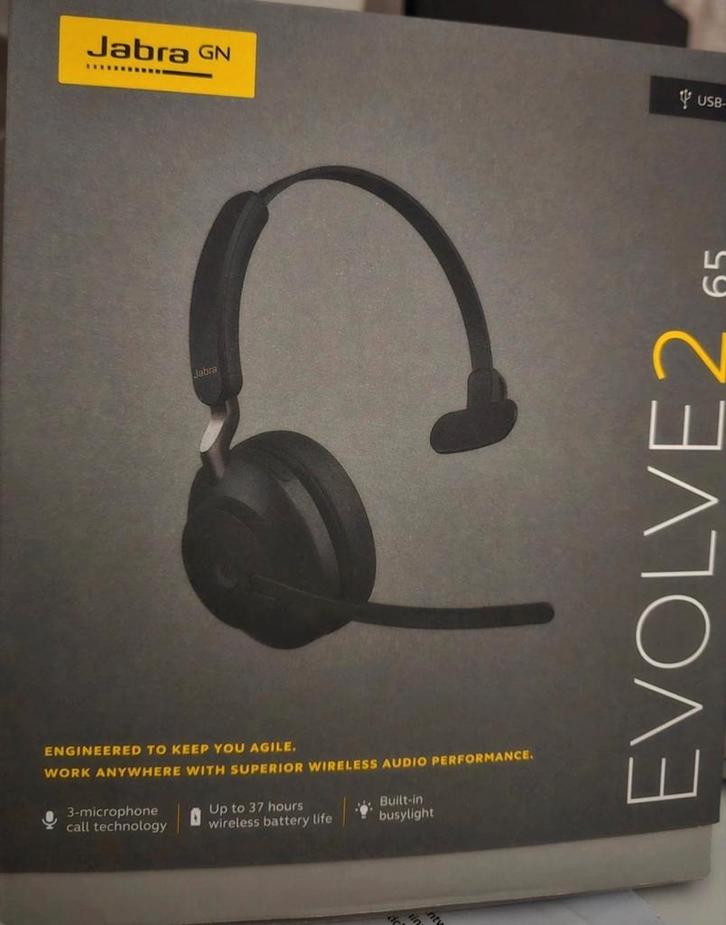 Jabra Evolve2 65, Audio, Tv en Foto, Hoofdtelefoons, Nieuw, Op oor (supra aural), Overige merken, Draadloos, Bluetooth, Ophalen