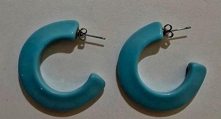 OORBELLEN, Handtassen en Accessoires, Oorbellen, Nieuw, Hangers, Overige materialen, Blauw, Ophalen of Verzenden