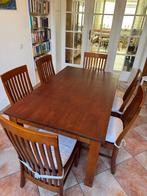 Table en bois tropical avec 6 chaises, 150 à 200 cm, Cinq personnes ou plus, Enlèvement, Utilisé