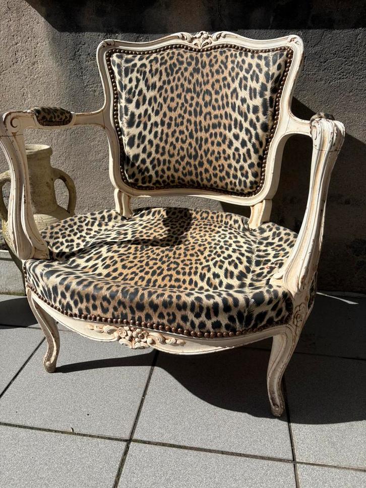 Vintage barok leopard fauteuil, Antiek en Kunst, Antiek | Meubels | Stoelen en Sofa's, Ophalen
