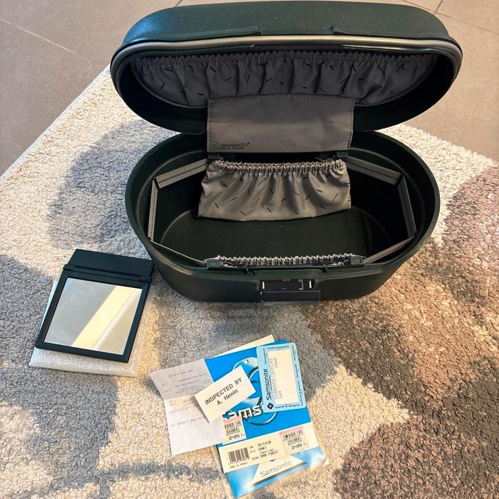 Samsonite vintage beautycase / make-up koffer, Handtassen en Accessoires, Beautycases, Zo goed als nieuw, Hardcase, Groen, Met slot