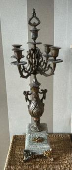 Antieke kandelaar brons/marmer, Ophalen of Verzenden