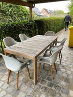 Tuintafel met 6 stoelen, Tuin en Terras, Tuintafels, Ophalen, Gebruikt, Rechthoekig, Teakhout