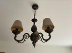Klassieke hanglamp met drie armen in smeedijzeren look, Ophalen of Verzenden, Zo goed als nieuw, Stof