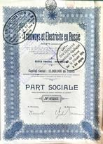 Tramways et Electricité en Russie - part sociale - 1923, Ophalen of Verzenden, 1920 tot 1950, Aandeel