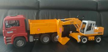 Bruder 02751 vrachtwagen met graafmachine, Ophalen of Verzenden