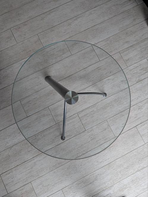 Leuke, ronde glazen bijzettafel (55 cm diameter), Huis en Inrichting, Tafels | Bijzettafels, Gebruikt, Glas, Ophalen