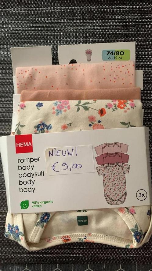 NIEUW! 3 body’s 74/80, Kinderen en Baby's, Babykleding | Maat 74, Nieuw, Meisje, Ophalen