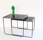 Zwarte Vintage Bijzettafels Mimi Set Nesting Tables Jaren 80, Ophalen of Verzenden, Gebruikt, Metaal