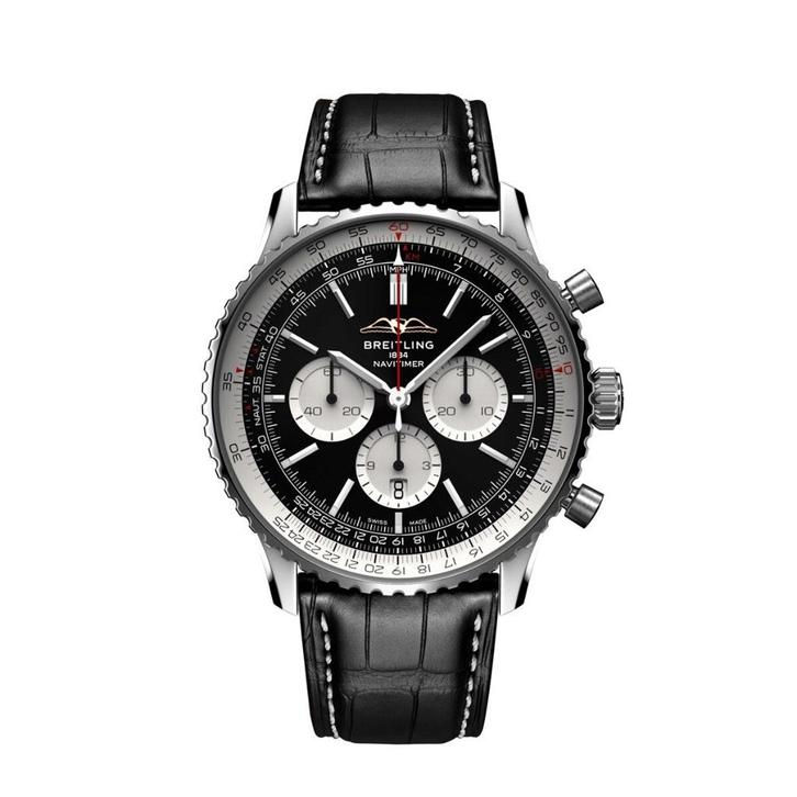 Breitling Navitimer 46mm, Handtassen en Accessoires, Horloges | Heren, Zo goed als nieuw, Polshorloge, Breitling, Staal, Leer