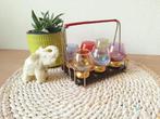 Vintage borrelglaasjes in houder, Ophalen of Verzenden, Gebruikt, Borrel- of Shotglas