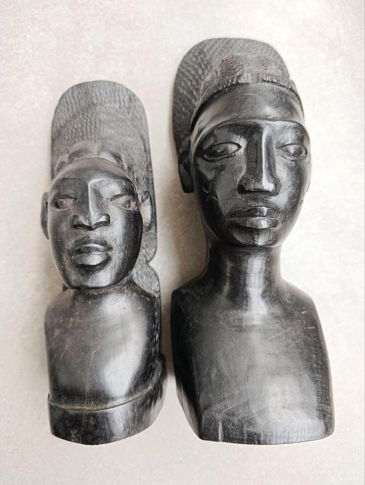Afrikaanse kunst Congo ebbenhouten boekensteunen, Antiek en Kunst, Kunst | Beelden en Houtsnijwerken, Ophalen of Verzenden