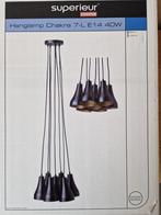 Zwarte hanglamp van Kwantum met 7 lusters (goudkleurig langs, Industrieel, modern, Nieuw, Ophalen of Verzenden, Metaal