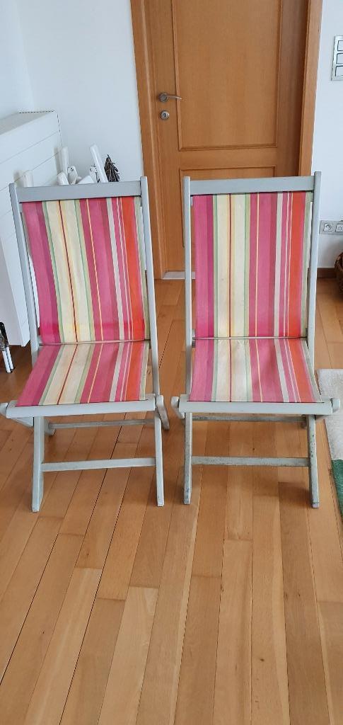 2 chaises de jardin en bois, Jardin & Terrasse, Chaises longues, Utilisé, Bois, Pliant, Enlèvement