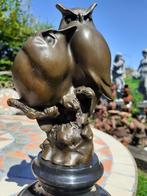 SUPERBE BRONZE ANIMALIER SIGNE SUR SOCLE MARBRE(les hiboux), Enlèvement ou Envoi, Bronze