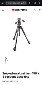 Trepied Manfroto MK 190XPRO3-3w, TV, Hi-fi & Vidéo, Avec rotule, 150 à 175 cm, Enlèvement, Utilisé