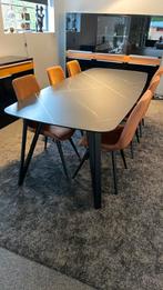 Mooie tafel lamine 2,4 m lang en suede stoelen, Huis en Inrichting, Tafels | Eettafels, Ophalen, Zo goed als nieuw