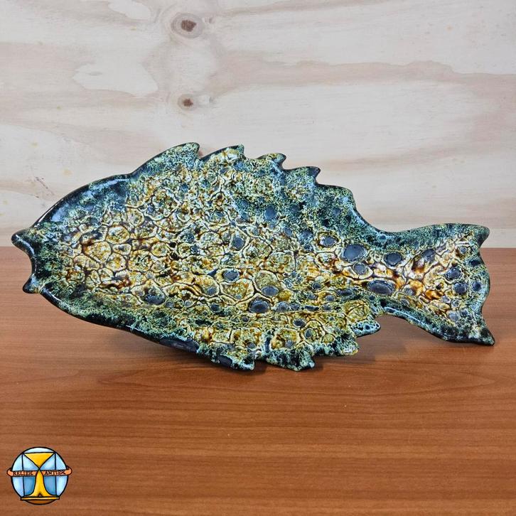 Bol à poisson en céramique vintage unique avec texture (assi, Antiquités & Art, Antiquités | Céramique & Poterie, Enlèvement ou Envoi