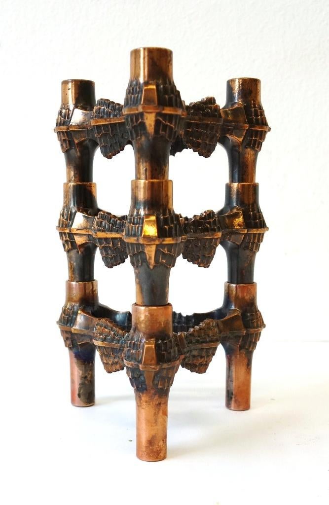 Vintage set Quist BMF kandelaars Fritz Nagel brutalist koper, Moins de 25 cm, Enlèvement ou Envoi, Utilisé, Métal