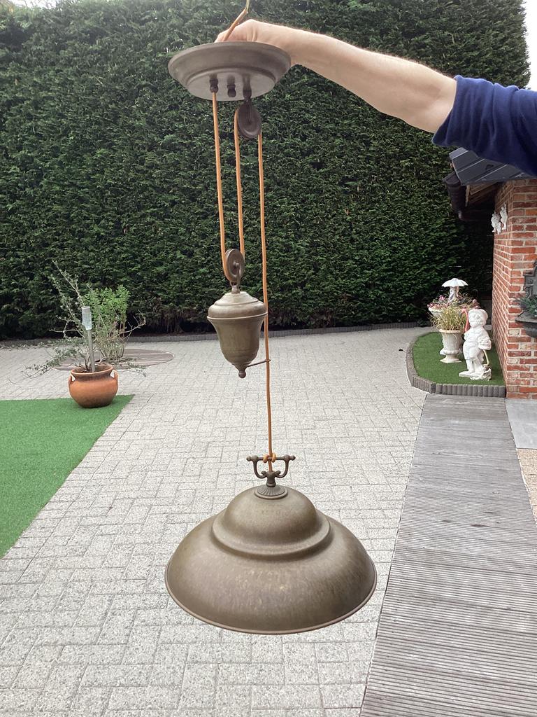 INDUSTRIËLE VINTAGE HANGLAMP Il FANALE MET KATROLSYSTEEM, Ophalen, Gebruikt, Industrieel, landelijk, Metaal