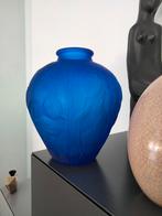 vaas glas Art Deco stijl, Huis en Inrichting, Gebruikt, Blauw, Ophalen of Verzenden, Glas