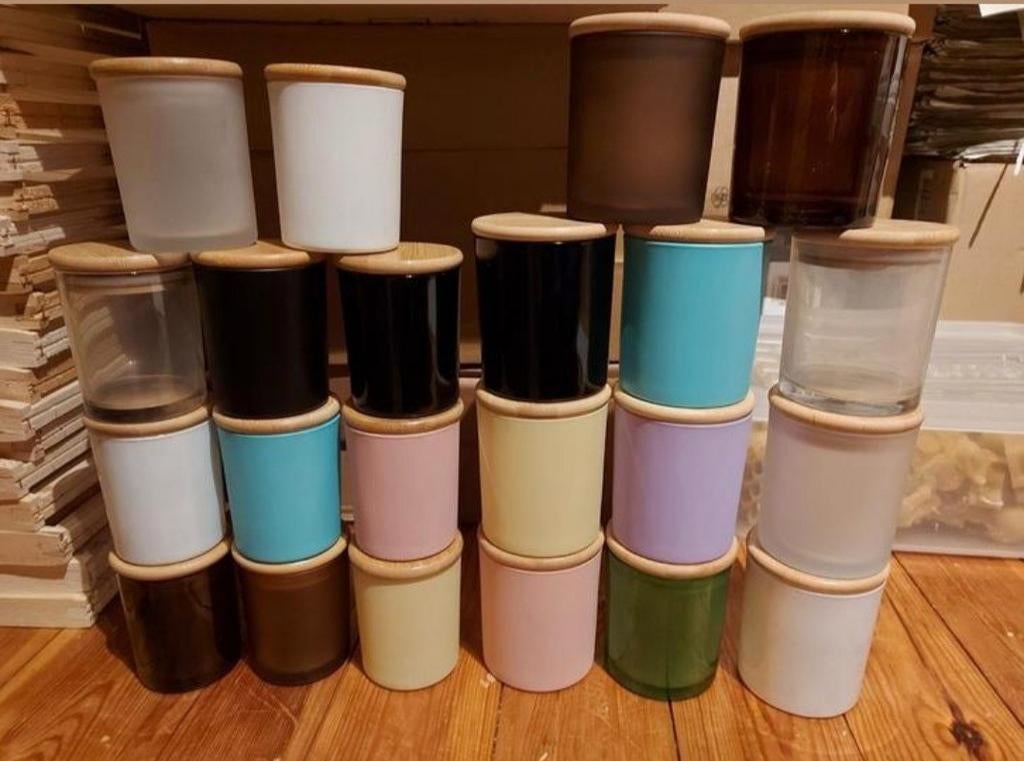 64 glazen potjes / glazen met lont, Ophalen of Verzenden