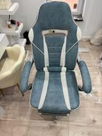 Chaises bureau gaming bleu blanc, Maison & Meubles, Enlèvement, Comme neuf, Bleu