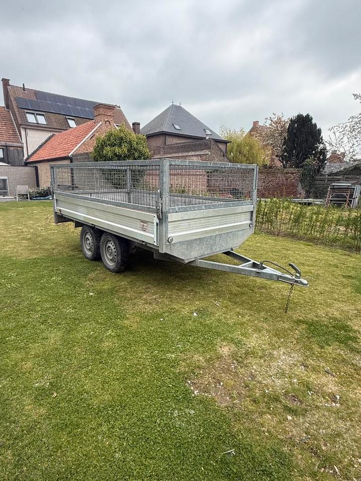 Remorque à double essieu avec filet 300x155, Autos : Divers, Remorques, Comme neuf, Enlèvement