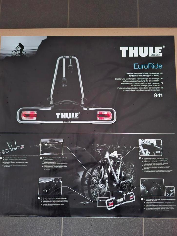 Thule fietsendrager 941 op trekhaak Nieuw in doos 2 fietsen, Autos : Divers, Porte-vélos, 2 vélos, Enlèvement