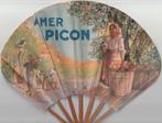 oud papieren waaier Amer Picon Pikina, Ophalen of Verzenden, Gebruikt, Gebruiksvoorwerp