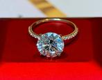 Gouden (trouw) ring met VS1 diamant van maar liefst 4.18ct!, Bijoux, Sacs & Beauté, Bagues, Neuf, Or, 17 à 18, Jaune