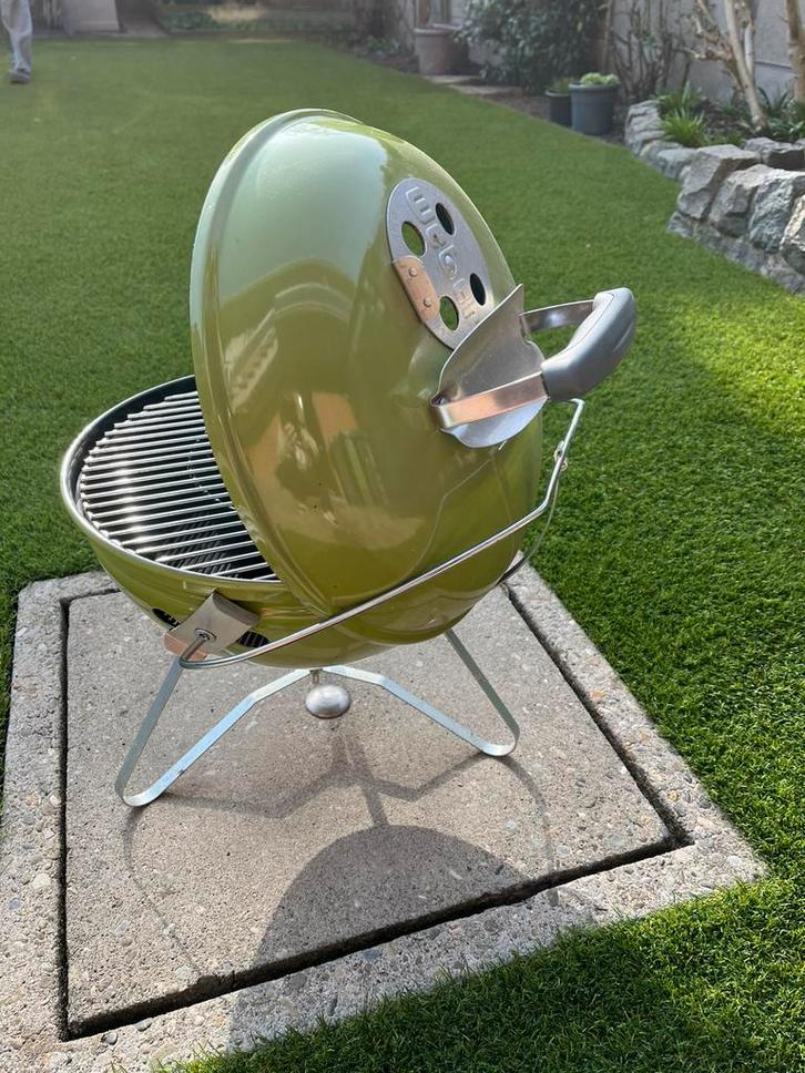 Weber smokey joe kleine groene bbq, Tuin en Terras, Houtskoolbarbecues, Gebruikt, Ophalen