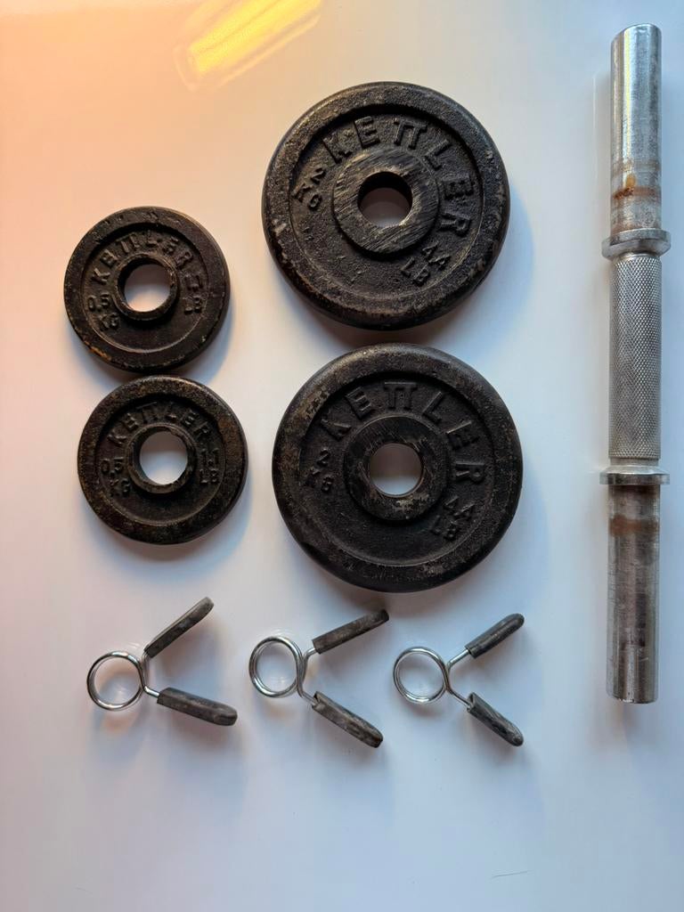 Haltère avec fixations modulables, Sports & Fitness, Équipement de fitness, Enlèvement ou Envoi, Comme neuf, Haltère