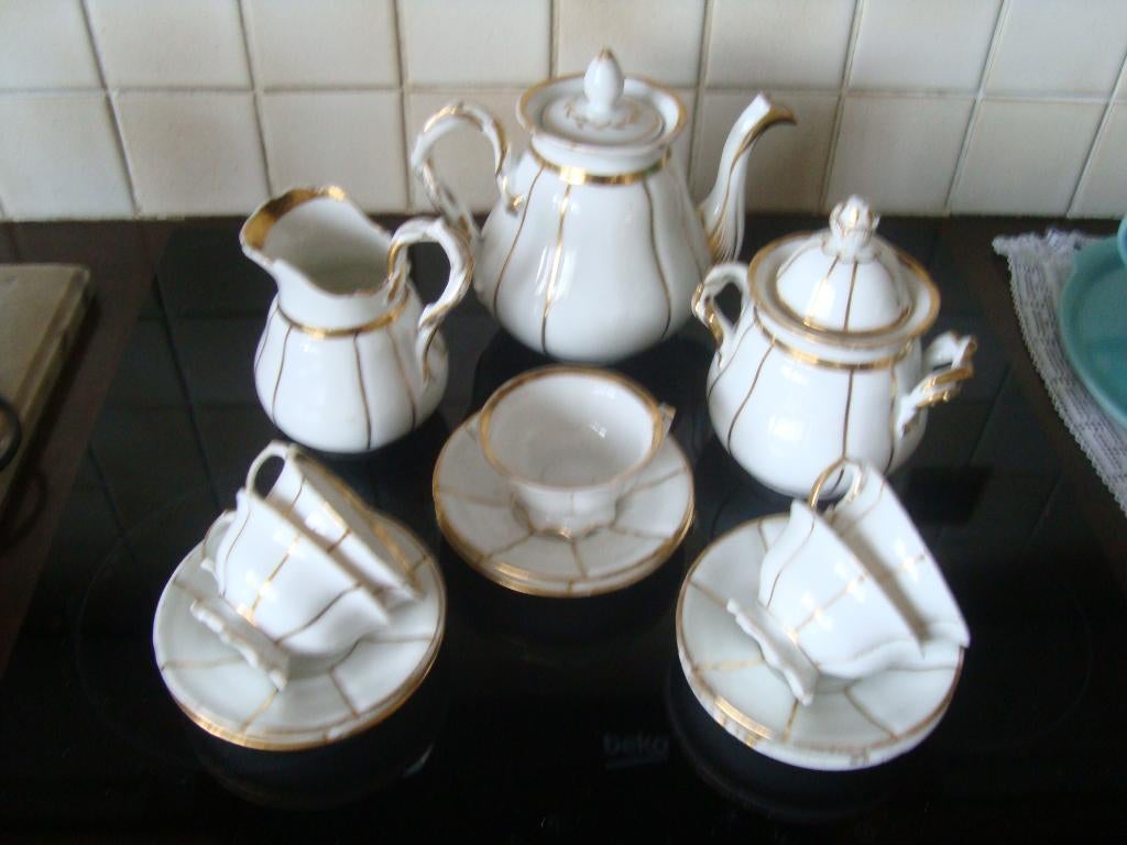 Koffieservies in Oud Brussels porselein., Antiek en Kunst, Ophalen