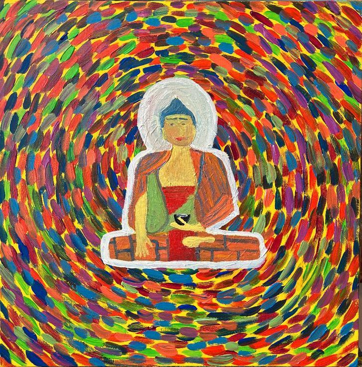 Peinture sur toile cadre tableau schilderij bouddha boeddha, Antiquités & Art, Art | Peinture | Moderne, Enlèvement ou Envoi