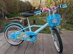 Blauwe meisjesfiets 16 inch met mandje en bel, Ophalen, Gebruikt, 16 tot 20 inch, Btwin