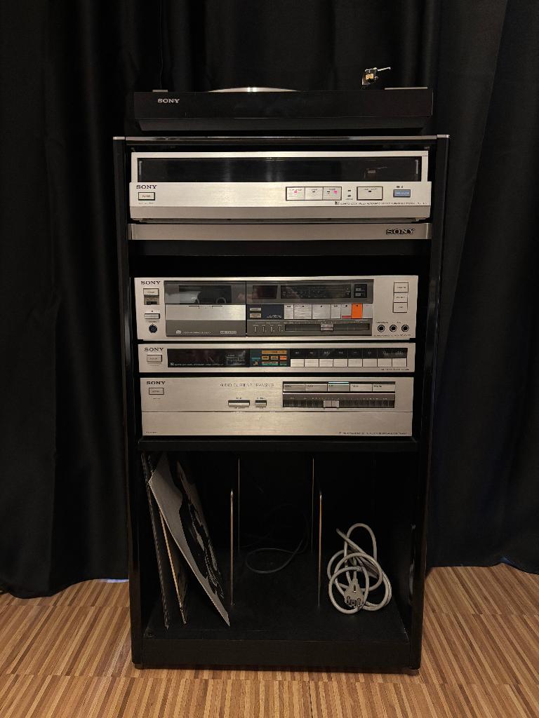 Ensemble Sony TA-AX6 + ST-JX5 + TC-FX66 + PS-FL5 + RACK, TV, Hi-fi & Vidéo, Chaîne Hi-fi, Enlèvement, Utilisé, Sony