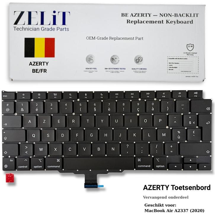 ZELiT MacBook Air A2337 M1 2020 Toetsenbord AZERTY + Montage, Computers en Software, Toetsenborden, Nieuw, Azerty, Ophalen of Verzenden