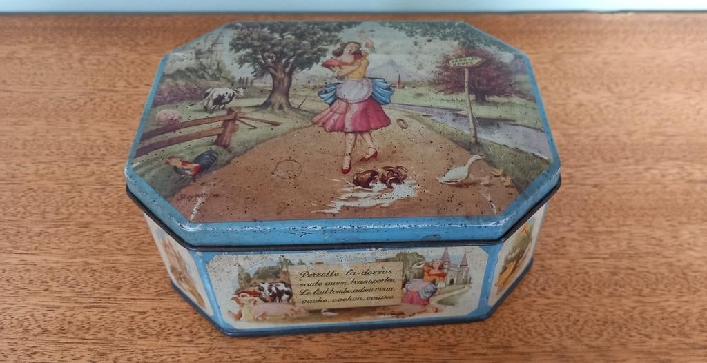 Oude metalen doos met siroop van Pomona Verviers, Verzamelen, Blikken, Ophalen of Verzenden