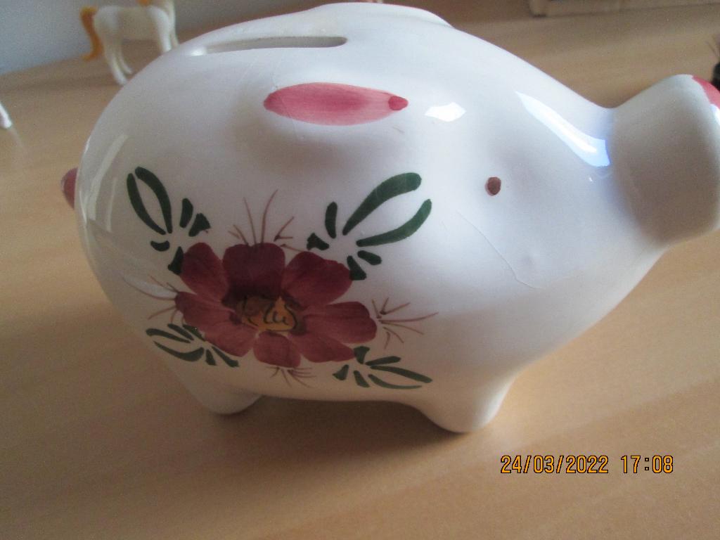 Tirelire cochon en céramique, Collections, Enlèvement, Comme neuf, Pierre, Poterie ou Céramique, Animal