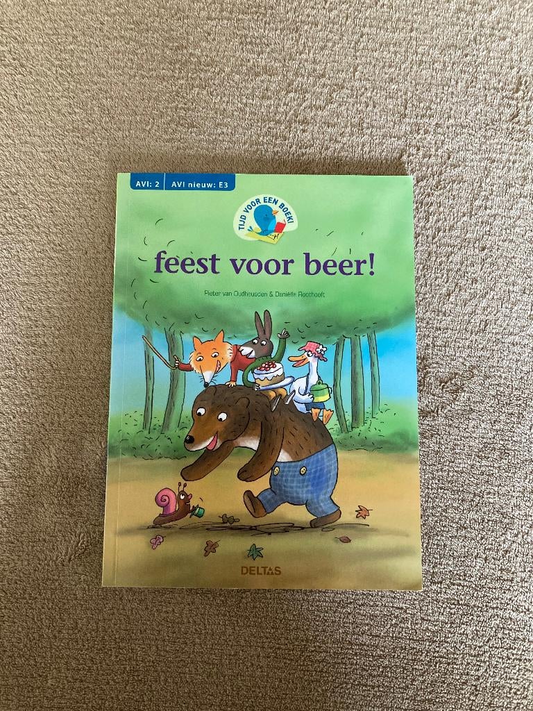 Boekje : Feest voor beer !AVI 2, AVI nieuw E3, 1x gelezen, Boeken, Ophalen of Verzenden, Zo goed als nieuw, Pieter van Oudheusden & Danielle Roothooft