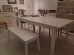 grande table blanche ikea à rallonge + 2 bancs, Maison & Meubles, Tables | Tables à manger, 200 cm ou plus, Cinq personnes ou plus