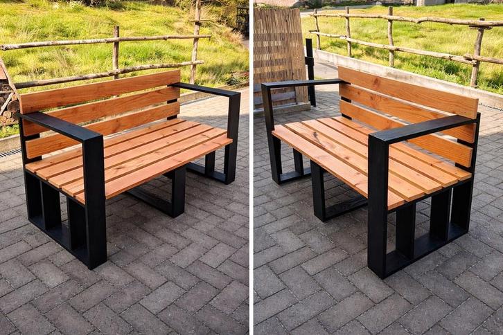 Banc artisanal en bois Douglas – 2 places, Jardin & Terrasse, Ensembles de jardin, Bois, 2 places, Enlèvement