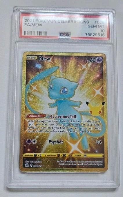 Pokemon Card PSA 10 Mew 025/025 Celebrations Full Art Shiny, Hobby en Vrije tijd, Verzamelkaartspellen | Pokémon, Nieuw, Verzenden