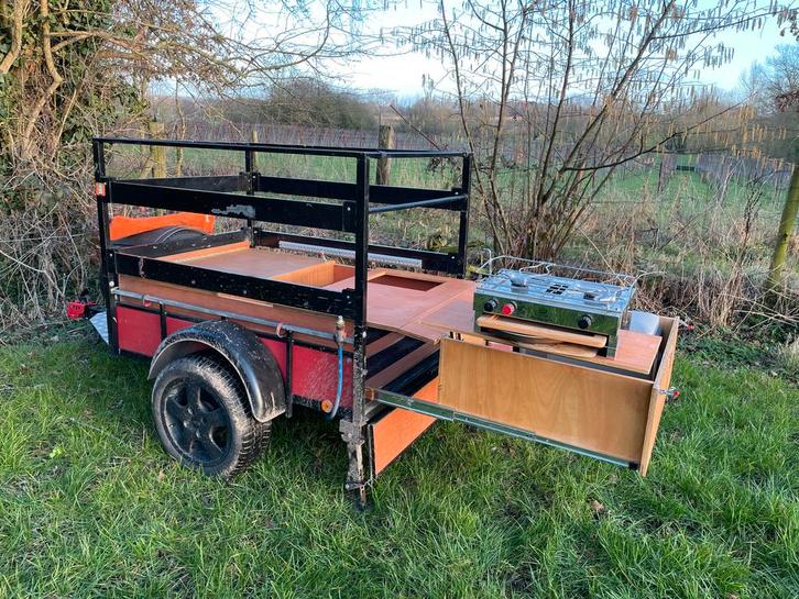 Trailer - Remorque avec boite en bois du camping, Autos : Divers, Remorques, Utilisé, Enlèvement ou Envoi