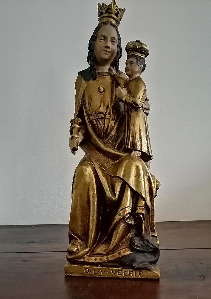 Mooi vintage beeld O.L.V. Veerle Atelier Haenecour (P.A.B.), Collections, Statues & Figurines, Comme neuf, Religion, Enlèvement ou Envoi
