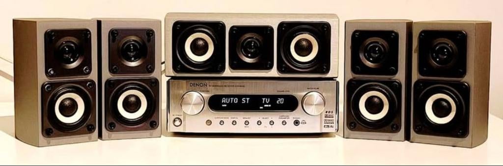 Denon 5.1 miniversterker + 5 luidsprekers + 5  kabel, Microset, Denon, Ophalen of Verzenden, Zo goed als nieuw