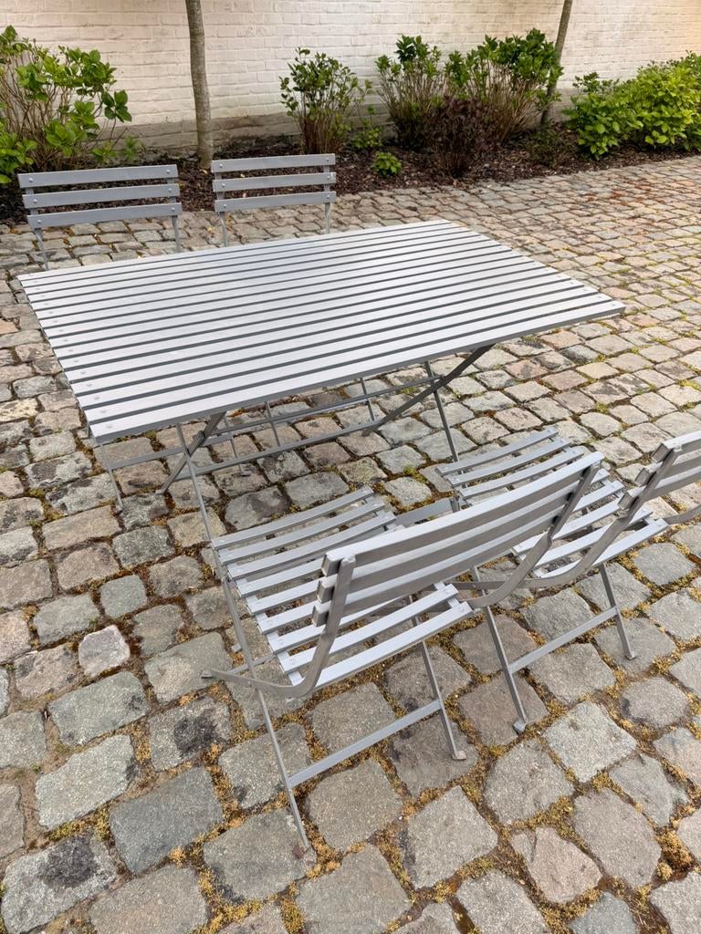 Table en métal avec 4 chaises, Jardin & Terrasse, Enlèvement, Utilisé