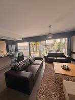 Donkerbruine lederen zetel, Ophalen, 150 tot 200 cm, Zo goed als nieuw, Vierpersoons of meer