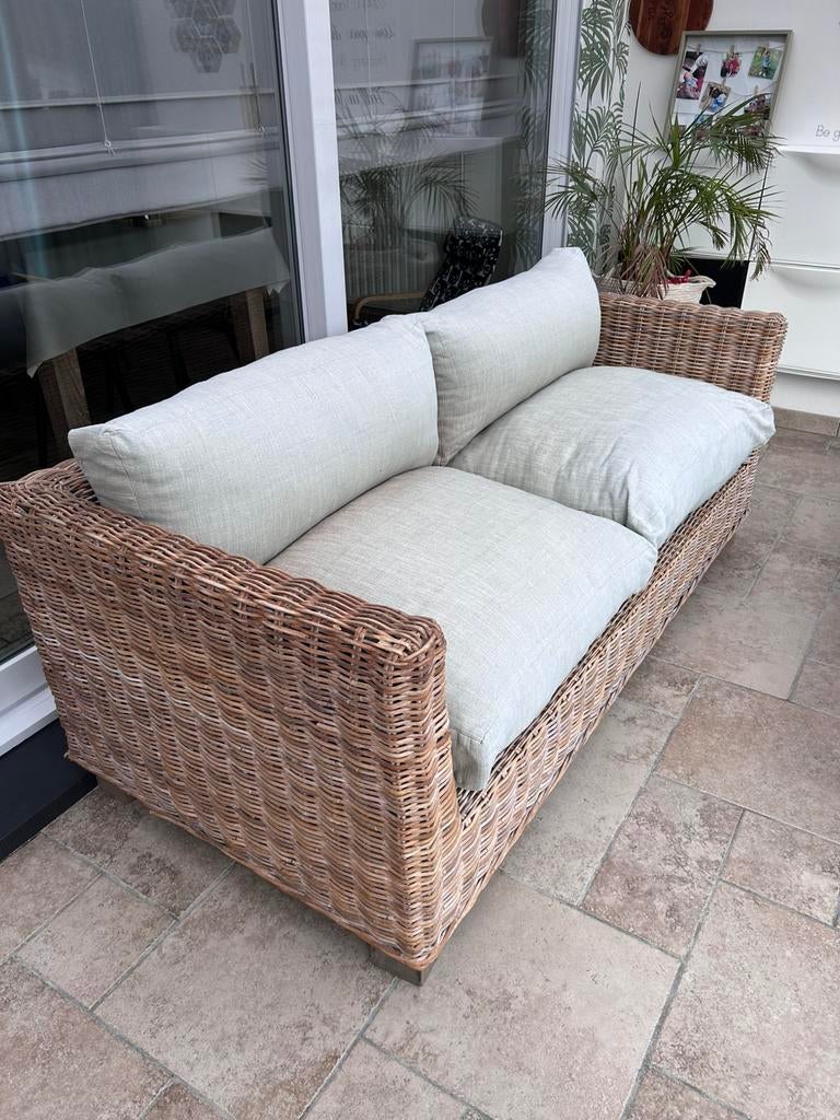 Zware rotan 2 zit zetel, Tuin en Terras, Gebruikt, Rotan, Loungeset, Bank